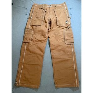 Sean John Workwear Carpenter Pants Brown Cotton Utility Pockets Mens‎ 38x34